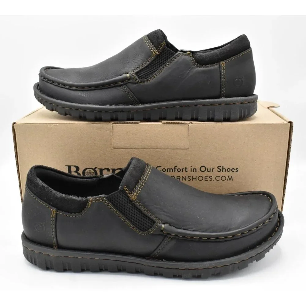 Born Mens‎ Size 8.5 Gudmund Black Full Grain Leather Slip On Casual Shoes